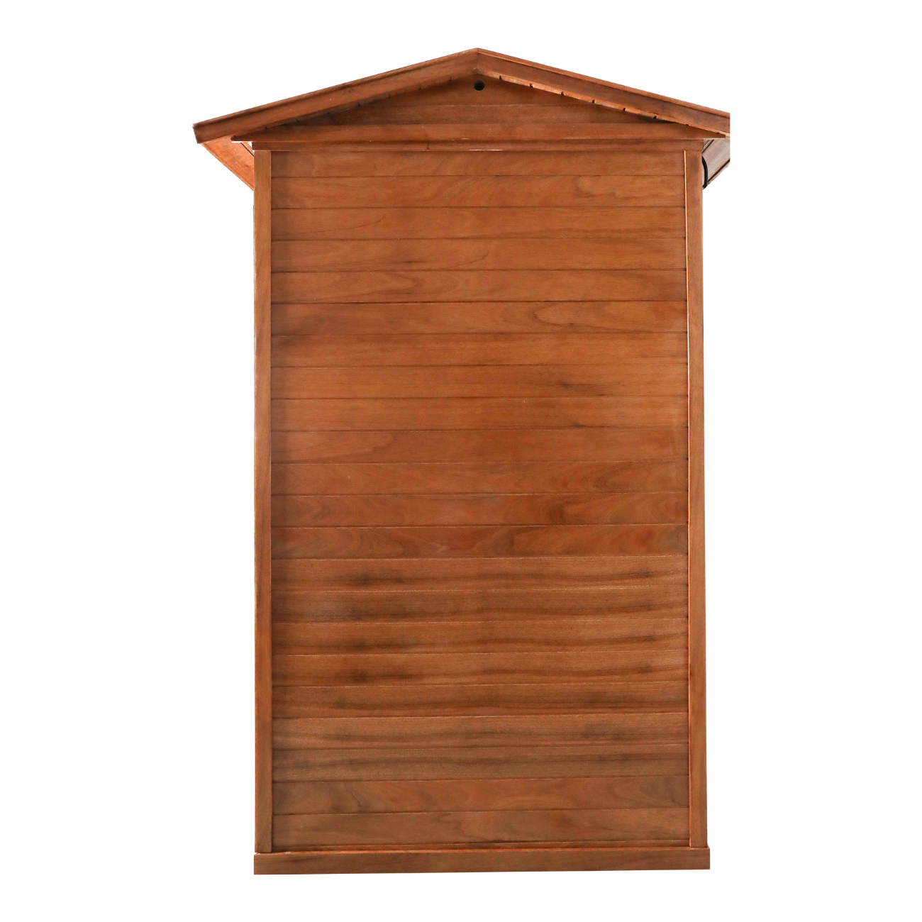 Samsora 702VT steam sauna rear panel view - African mahogany back construction showing ventilation design, electrical access and structural assembly