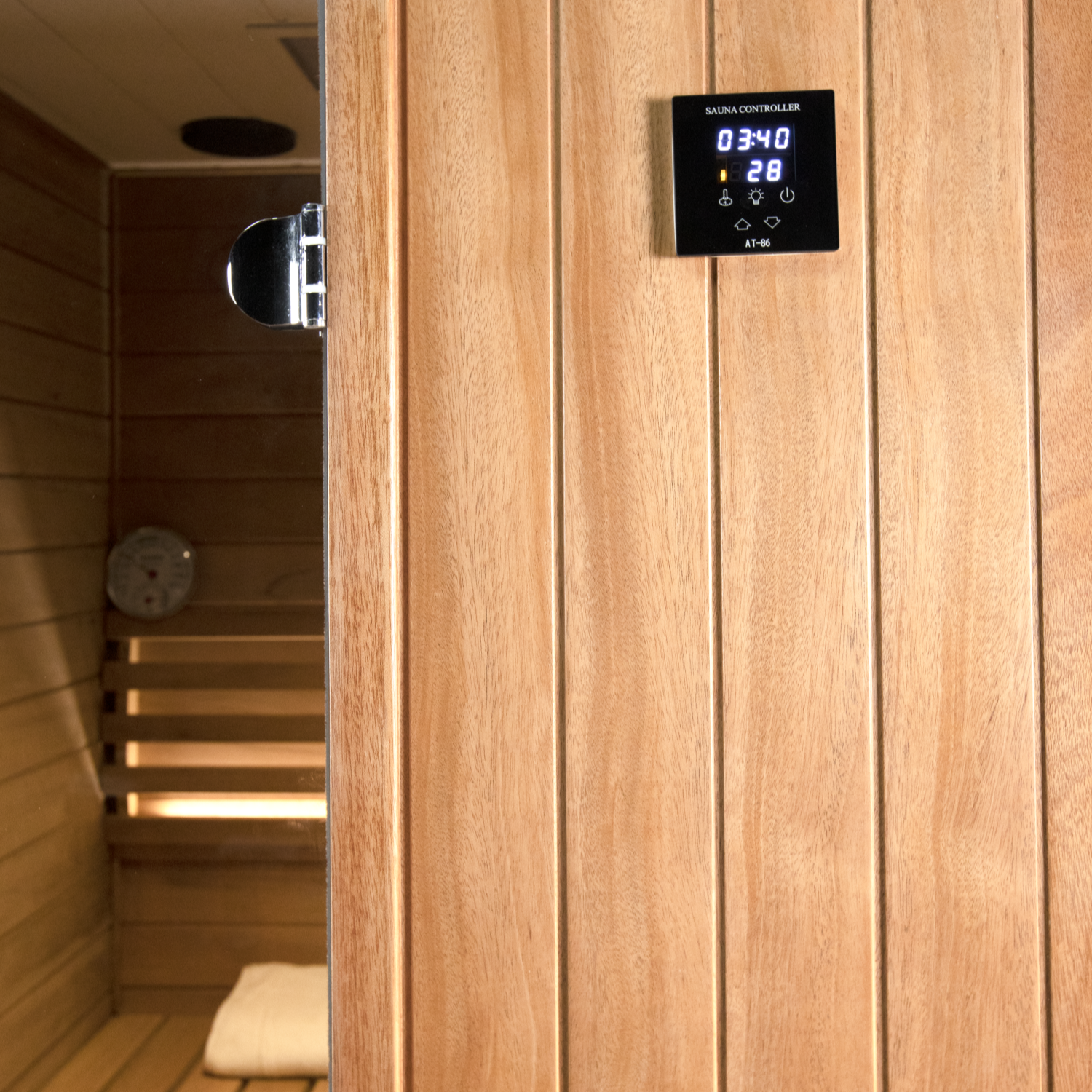 Samsora 701ST control panel interface - digital temperature and time controls with intuitive display for personalized steam sauna session customization