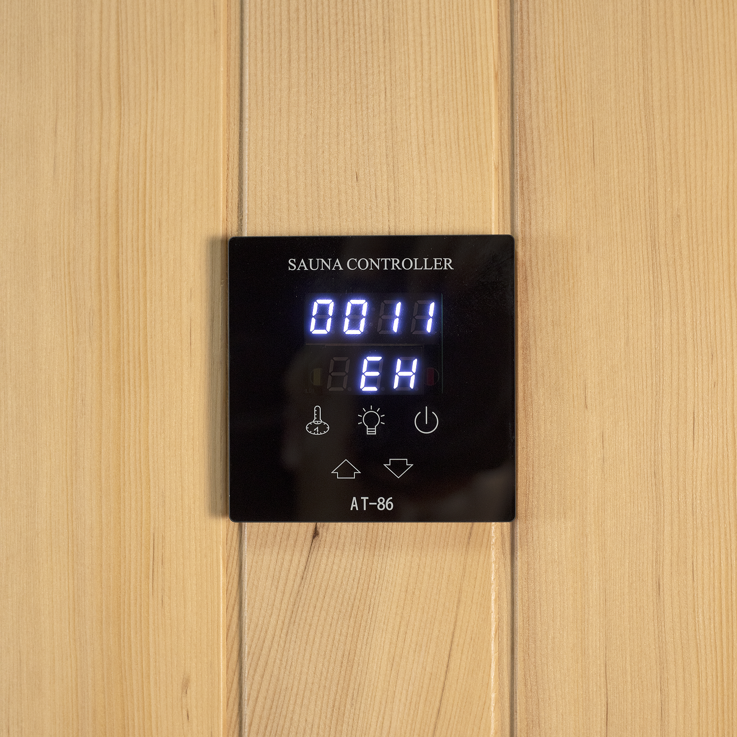 Samsora 702SH control panel display - digital temperature and time controls with intuitive interface for customized steam sauna sessions