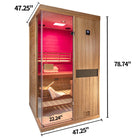 Samsora 702ST steam sauna right side view - African mahogany lateral panel displaying unit depth, wood grain texture and compact installation profile External_dimensions