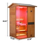 Samsora 702VT steam sauna right side view - mahogany lateral panel displaying unit depth, wood grain texture and compact installation profile External_dimensions