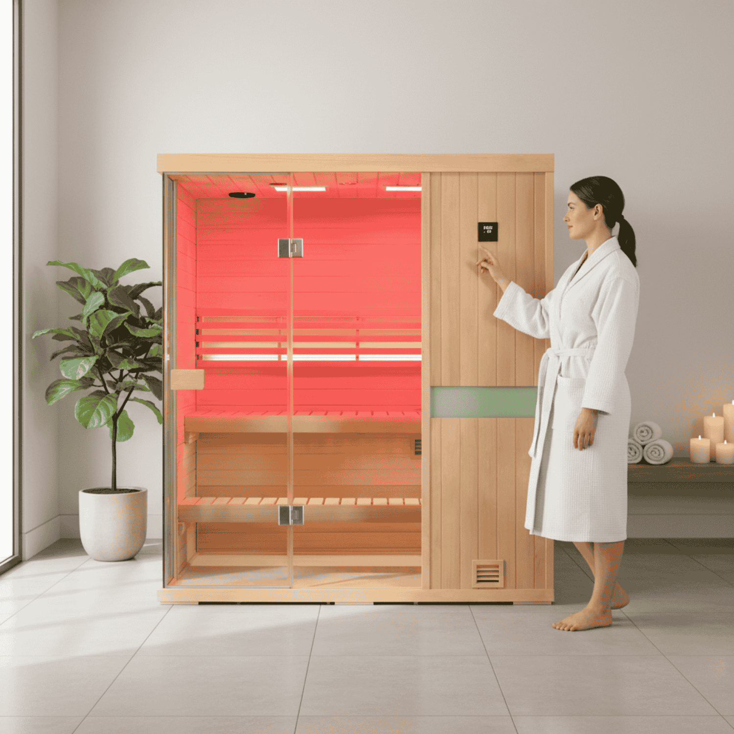 Samsora 703SH steam sauna showcase - premium indoor sauna with spacious design and quality wood construction