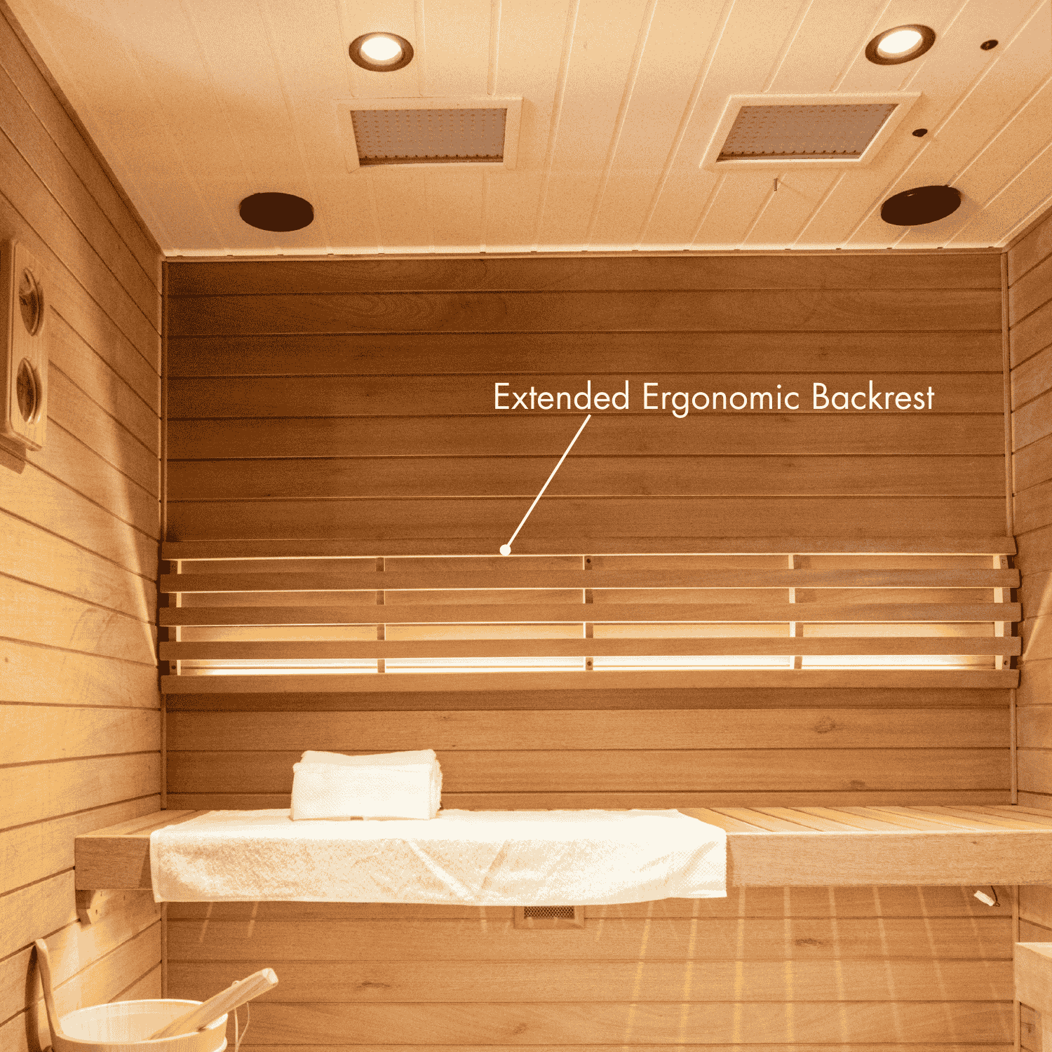 Samsora 703VT steam sauna extended ergonomic backrest - premium comfortable back support for relaxation