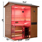 Samsora 704VT steam sauna right side view - African mahogany lateral panel displaying unit depth, wood grain texture and compact installation profile External_dimensions