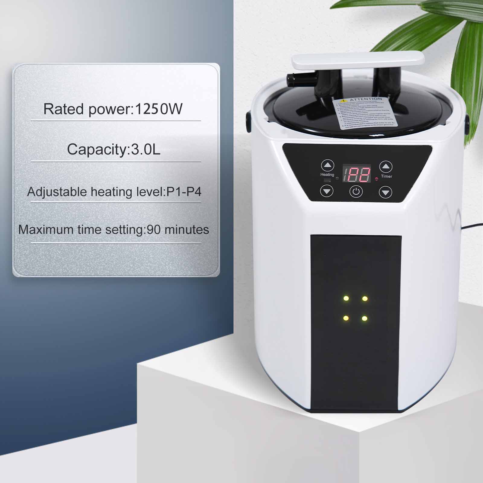 Samsora aromatherapy steam generator spa setting - 1250W compact unit creating therapeutic steam ambiance in elegant wellness environment for relaxation and respiratory health