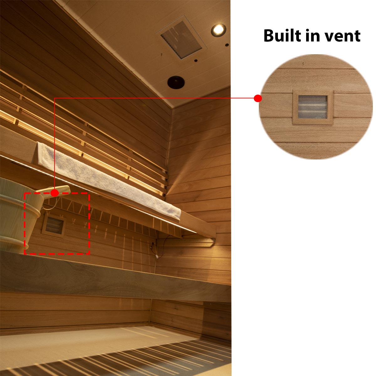 Samsora 704VT steam sauna built-in ventilation system - premium air circulation feature