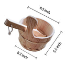 Sauna bucket with wooden ladle set - traditional wooden water pail and ergonomic scoop for authentic steam pouring ritual and aromatherapy